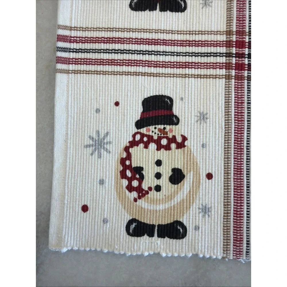 Set Of 4 Woven Let It Snow Christmas Holiday Placemats 2 Sided NEW ES002